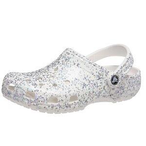 NWT CROCS CLASSIC STARRY GLITTER NIGHT WHITE SLIP ON CLOG SIZE W:13 M:11